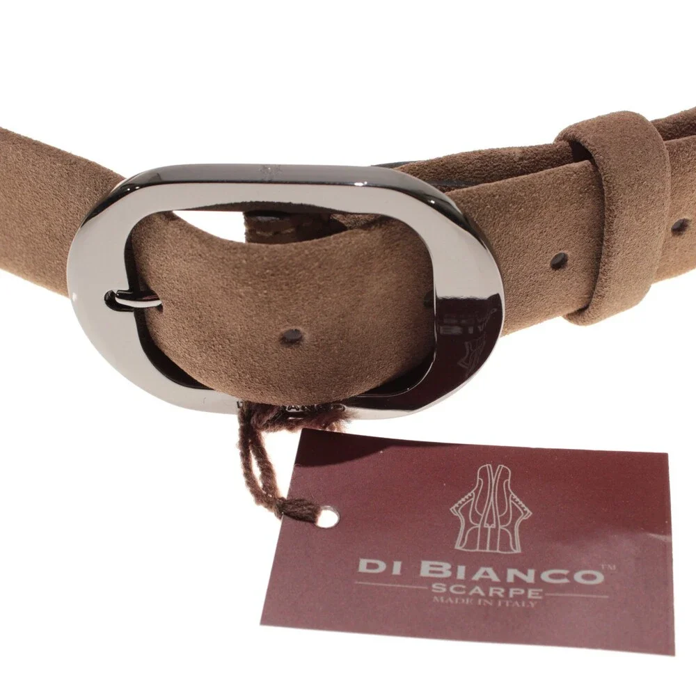 Di Bianco NWT Cut to Size Dress Belt In Solid Brown Suede Leather One Size